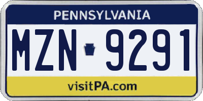 PA license plate MZN9291