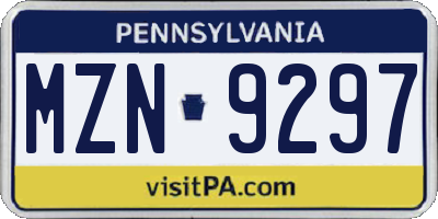 PA license plate MZN9297