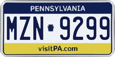 PA license plate MZN9299