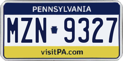 PA license plate MZN9327