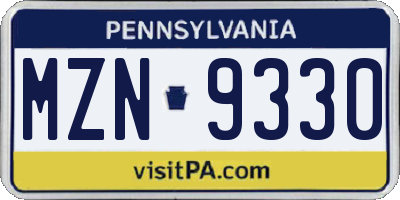 PA license plate MZN9330