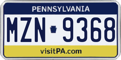PA license plate MZN9368