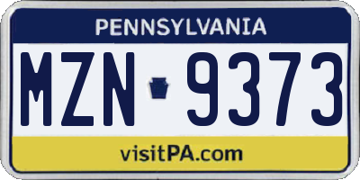 PA license plate MZN9373