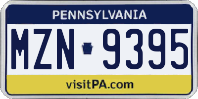 PA license plate MZN9395