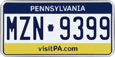 PA license plate MZN9399