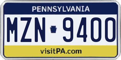 PA license plate MZN9400