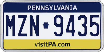 PA license plate MZN9435