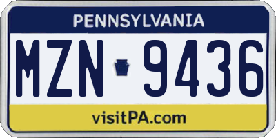 PA license plate MZN9436