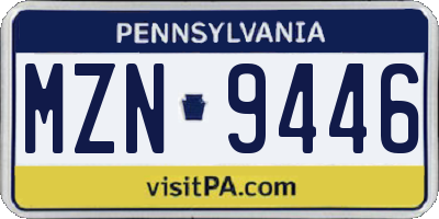 PA license plate MZN9446