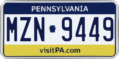 PA license plate MZN9449