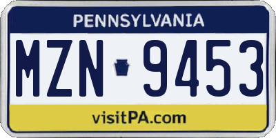 PA license plate MZN9453