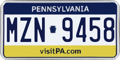 PA license plate MZN9458