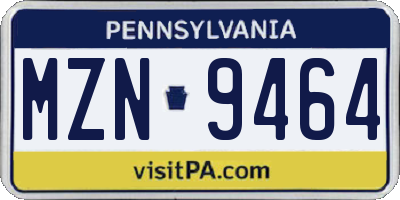 PA license plate MZN9464