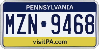 PA license plate MZN9468