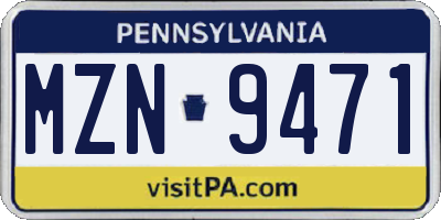 PA license plate MZN9471