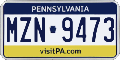 PA license plate MZN9473
