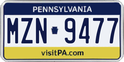 PA license plate MZN9477