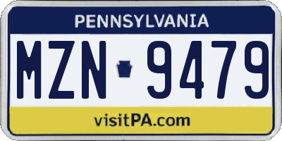 PA license plate MZN9479