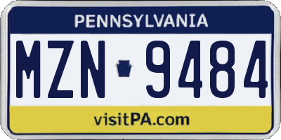 PA license plate MZN9484