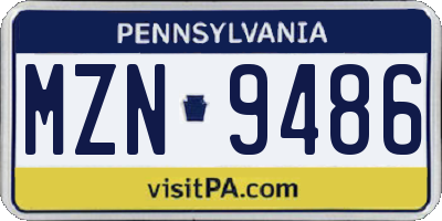 PA license plate MZN9486
