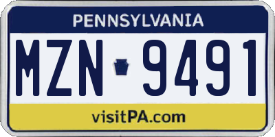 PA license plate MZN9491