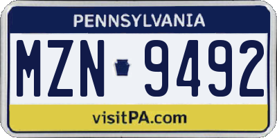 PA license plate MZN9492