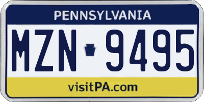 PA license plate MZN9495