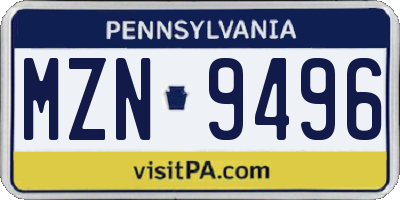 PA license plate MZN9496