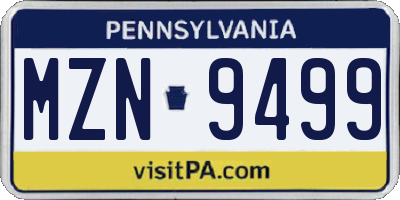 PA license plate MZN9499
