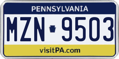 PA license plate MZN9503