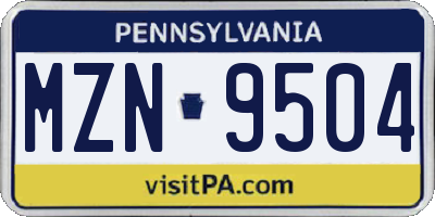 PA license plate MZN9504