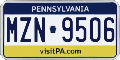 PA license plate MZN9506