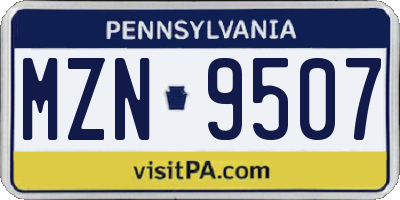 PA license plate MZN9507