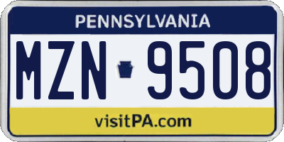 PA license plate MZN9508