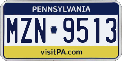 PA license plate MZN9513