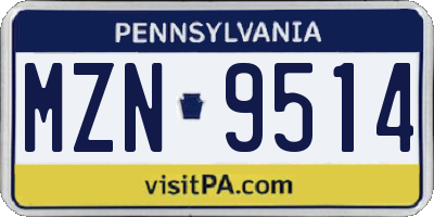 PA license plate MZN9514