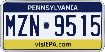 PA license plate MZN9515