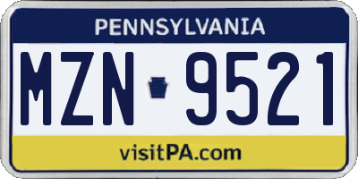 PA license plate MZN9521