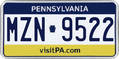 PA license plate MZN9522