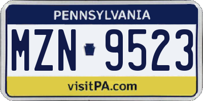 PA license plate MZN9523