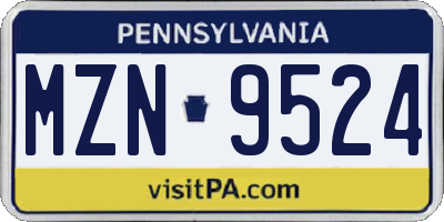 PA license plate MZN9524