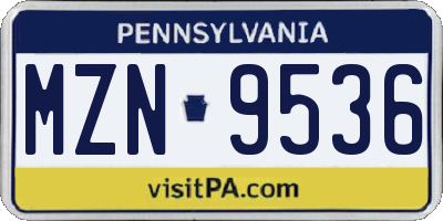 PA license plate MZN9536