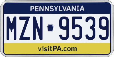 PA license plate MZN9539