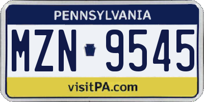 PA license plate MZN9545