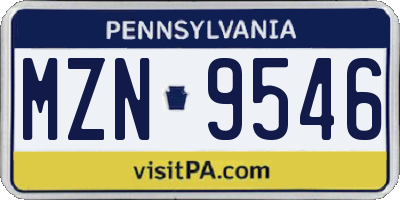 PA license plate MZN9546