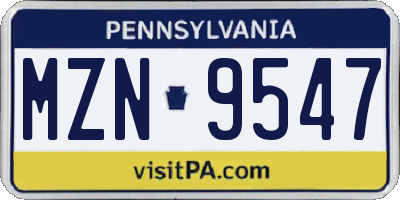 PA license plate MZN9547