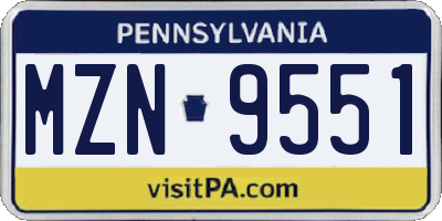 PA license plate MZN9551