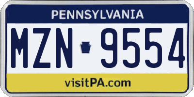 PA license plate MZN9554