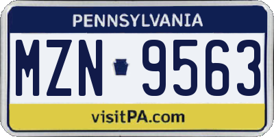 PA license plate MZN9563