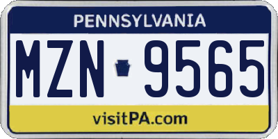 PA license plate MZN9565